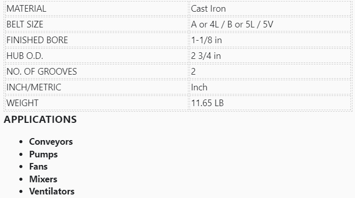 2VP60-1-1/8'' ,Masterdrive ,Dia 6'' ,Bore 1-1/8'' ,Variable Pitch Adjustable ,2 Grooves - PULLEY - E-Motor Nations - electric motors - [product_tags]- motor electric - moteur électrique - moteurs - drive - replacement - venmar - hvac - méchoui - capacitor - condensateur - fan