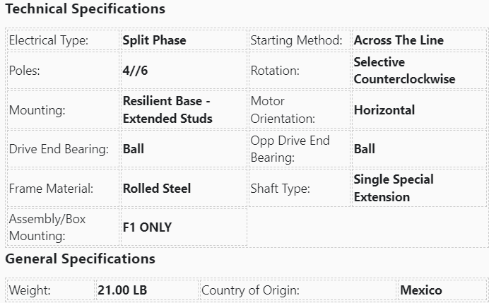 N202, 048S17T383, Marathon, 1/3-1/6Hp,1725/1140 Rpm,115V, Tenv, Frame:48Z, - HVAC ELECTRIC MOTOR - E-Motor Nations - electric motors - [product_tags]- motor electric - moteur électrique - moteurs - drive - replacement - venmar - hvac - méchoui - capacitor - condensateur - fan