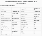 B387, Marathon, 056S17D7202, 1/3-1/6Hp, 1800 Rpm, Frame:56, 115 Volts, DP - HVAC ELECTRIC MOTOR - E-Motor Nations - electric motors - [product_tags]- motor electric - moteur électrique - moteurs - drive - replacement - venmar - hvac - méchoui - capacitor - condensateur - fan