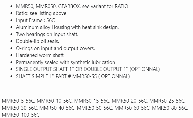 ALUMINUM GEARBOX RIGHT ANGLE Serie 050 (MMR50), NEMA C FACE INPUT, MAXMOTION GEARBOX REDUCER - GEARBOX REDUCEUR - MAXMOTION - electric motors - [product_tags]- motor electric - moteur électrique - moteurs - drive - replacement - venmar - hvac - méchoui - capacitor - condensateur - fan