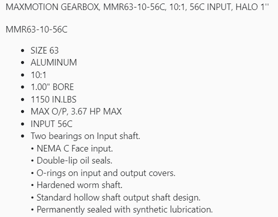 MaxMotion, Gearbox,MMR63-10-56C, 10:1, INPUT SHAFT 56C,Output halo 1'' - GEARBOX REDUCER - E-Motor Nations - electric motors - [product_tags]- motor electric - moteur électrique - moteurs - drive - replacement - venmar - hvac - méchoui - capacitor - condensateur - fan