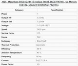 J025, Marathon, 1/3Hp, 3450 Rpm, 115/208-230V, Fr:56c, 56C34D2111E, DP, - Electrical Motors - E-Motor Nations - electric motors - [product_tags]- motor electric - moteur électrique - moteurs - drive - replacement - venmar - hvac - méchoui - capacitor - condensateur - fan