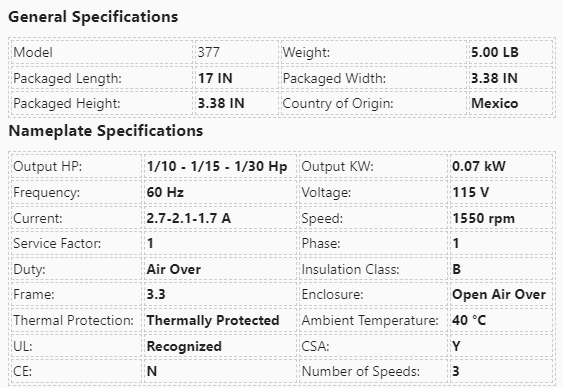 377 Century,1/10-1/15-1/30,1550/3 Spd, 120V,OAO, JA2S057N,D367 Fasco, - Electrical Motors - FASCO - electric motors - [product_tags]- motor electric - moteur électrique - moteurs - drive - replacement - venmar - hvac - méchoui - capacitor - condensateur - fan