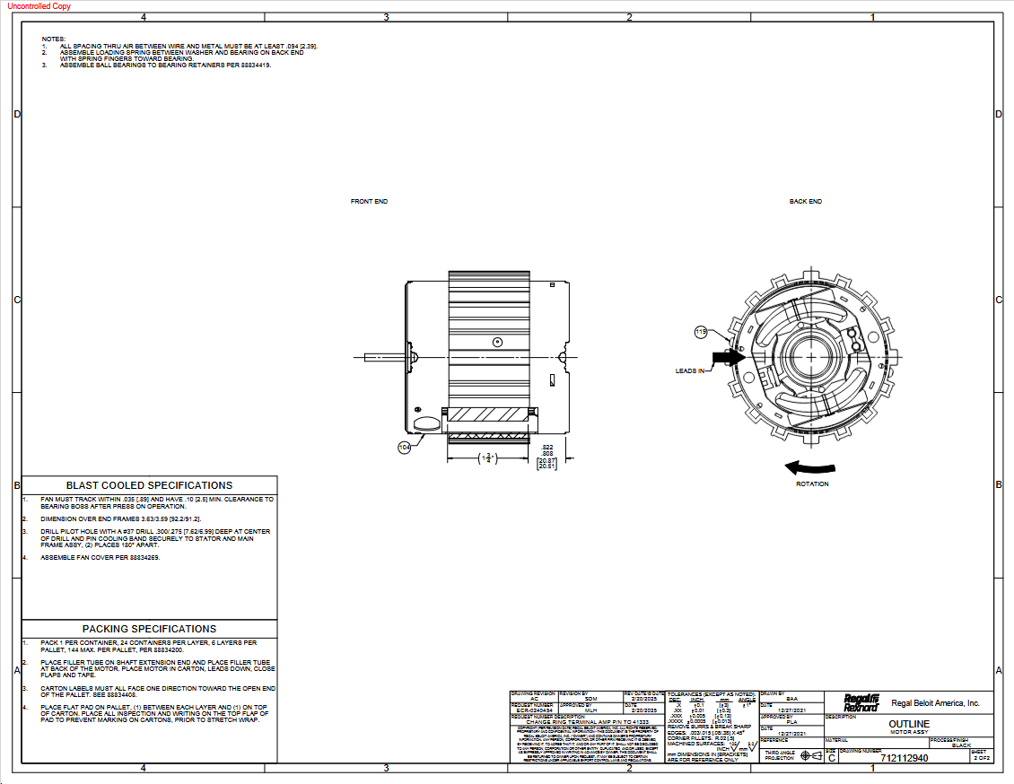 D0418, 1/15 Hp, 3000 RPM, 115/230 V, 1 Ph, 60 Hz, TEFC, Frame 3.3‑in