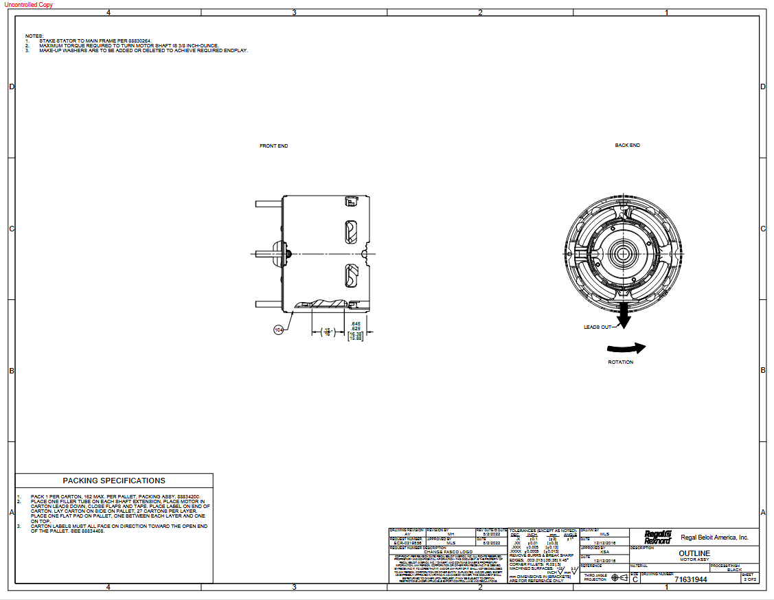 D128, 1/40‑1/50‑1/80Hp, 1500 RPM, 115 V, 1 Ph, 60 Hz, Open Air Over, Frame 3.3