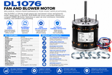 DL1076, 3/4Hp, 1075 RPM, 115 V, 1 Ph, 60 Hz, Open Air‑Over, Frame 48