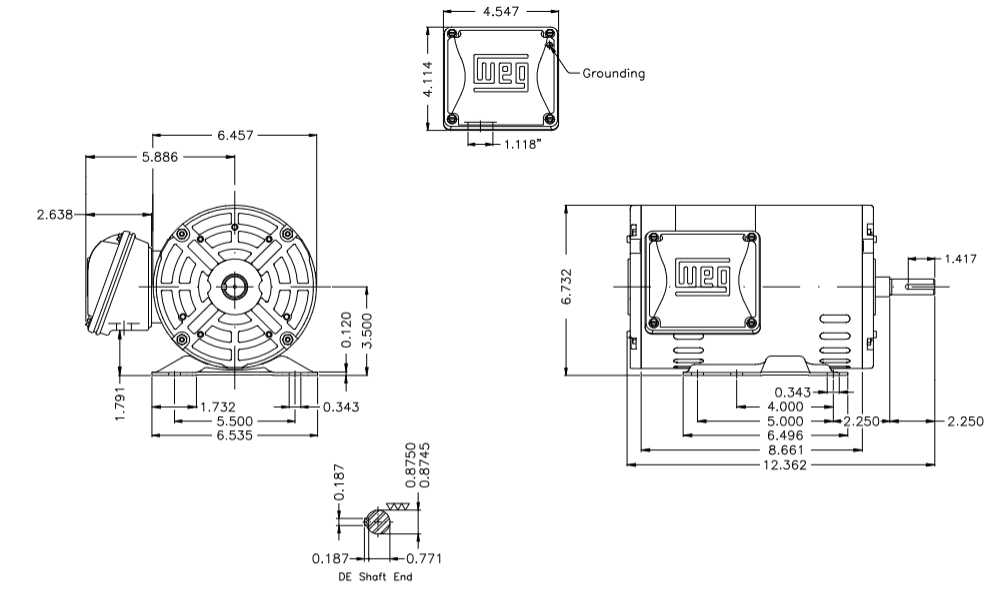 DP002504NPW01,  Rolled Steel NEMA Premium Efficiency 2Hp 1740 Rpm  4P 143/5T 3Ph 575 V 60 Hz IC01 - ODP - Foot-mounted - Electrical Motors - E-Motor Nations - electric motors - [product_tags]- motor electric - moteur électrique - moteurs - drive - replacement - venmar - hvac - méchoui - capacitor - condensateur - fan