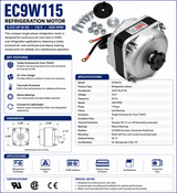 EC-9W115, ELCO NET3T09PUN302, 9W, 115 VOLTS , 1550 RPM, 0.58A, HUBLESS