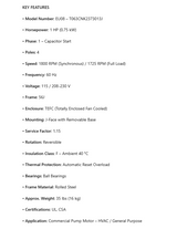 EU08, Commercial Pump Motors, 1Hp, 1725 RPM, 115/208-230V, 1PH, 60Hz, TEFC, Frame 56J, T063CNK2373013J - Electrical Motors - US Motors - Nidec - electric motors - [product_tags]- motor electric - moteur électrique - moteurs - drive - replacement - venmar - hvac - méchoui - capacitor - condensateur - fan