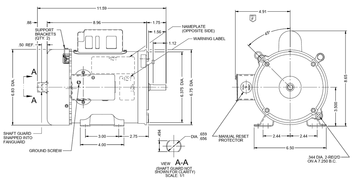 FD12CM2PZY, Auger Duty Motors, 1/2Hp, 1725 RPM, 115/230V, 1PH, 60Hz, TEFC, Fr. 56YZ, C063GJJ4539025B - Electrical Motors - E-Motor Nations - electric motors - [product_tags]- motor electric - moteur électrique - moteurs - drive - replacement - venmar - hvac - méchoui - capacitor - condensateur - fan