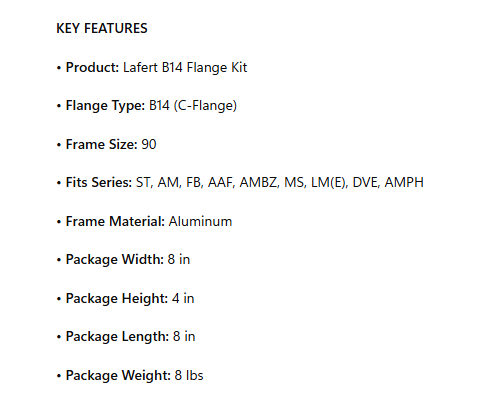 FL90B14, B14 C Flange Kit for Frame 90