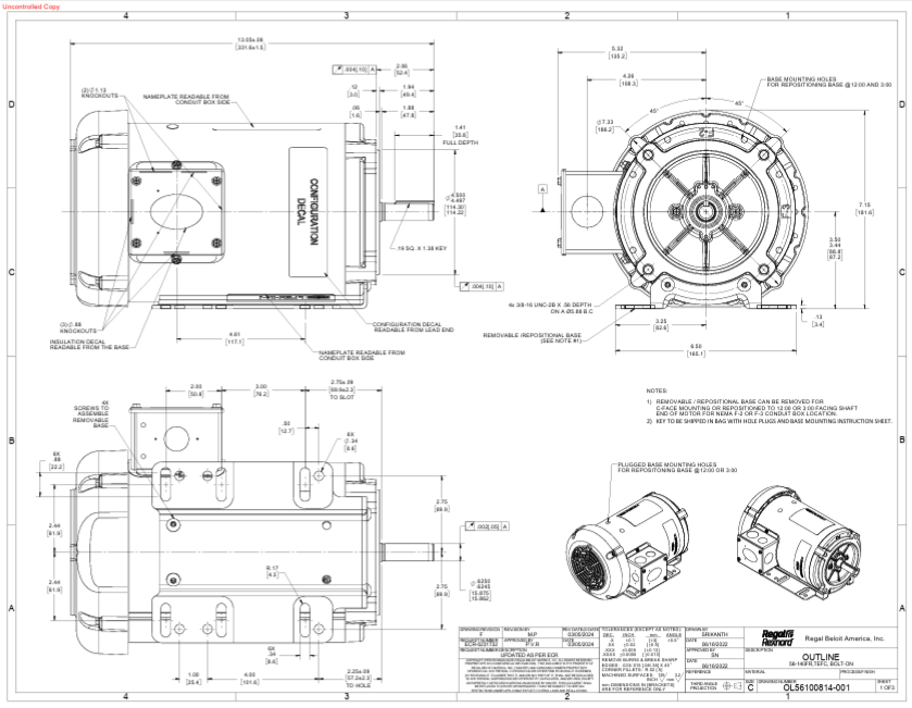 FX01BK004, 1 Hp, 1725/1425 RPM, 208‑230/460 V @ 60 Hz / 190/380 V @ 50 Hz, TEFC, Frame 56HC, 056T17F15951 - Electric Motors - LEESON - electric motors - [product_tags]- motor electric - moteur électrique - moteurs - drive - replacement - venmar - hvac - méchoui - capacitor - condensateur - fan