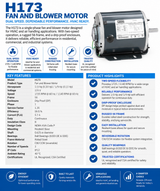 H173, 1/3Hp (0.33Hp) / 1/9 Hp (0.11 Hp), 1725/1140 RPM, 115 V, 1 Ph, 60 Hz, DP (Drip Proof), Frame 56, 5KH46MN3025