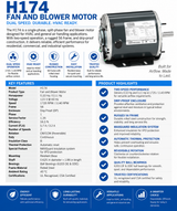 H174, 0.33/0.11Hp, 1725/1140RPM, 115V, 1Ph, 60Hz, DP (Drip Proof), Frame 56, 5KH46MN3025X