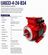 IJA633‑4‑24‑B34, 0.33Hp, 1800RPM, 208‑230/460V, 3Ph, 60/50Hz, TEFC, Frame 63 IMB34 - Electric Motors - MaxMotion - electric motors - [product_tags]- motor electric - moteur électrique - moteurs - drive - replacement - venmar - hvac - méchoui - capacitor - condensateur - fan
