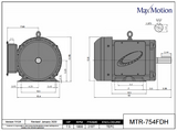MTR‑754FDH, 7.5 Hp (5.60 kW), 1770 RPM, 208‑230 V, 1 Ph, 60 Hz, TEFC, Frame 215T