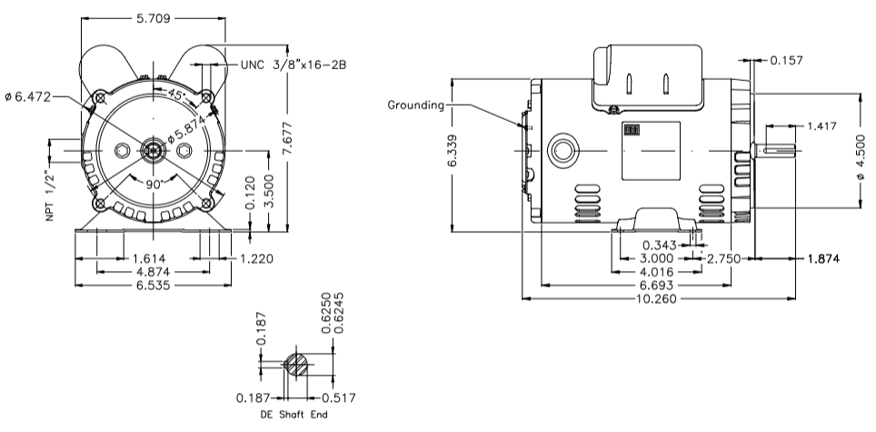 OC.50102W01DOE,  Rolled Steel 0.5Hp 3510 Rpm 2P W56C 1Ph 115/208-230 V 60 Hz IC01 - ODP - Foot-mounted - Electrical Motors - E-Motor Nations - electric motors - [product_tags]- motor electric - moteur électrique - moteurs - drive - replacement - venmar - hvac - méchoui - capacitor - condensateur - fan