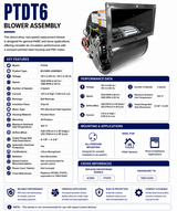 PTDT6, 2‑Speed PSC Replacement Blower (115 V, 1500/1085 RPM)