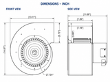 PTDU2, 1/2Hp, 1380 RPM, 115/230 V, 1 Ph, PSC Blower Assembly