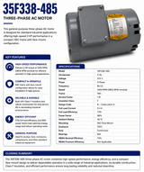 Refurbished-35F338‑485, 2 Hp, 3450 RPM, 575 V, 3 Ph, 60 Hz, Frame 56C, Face‑Mount