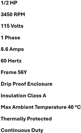 1403002453, Franklin Electrics, 1/2Hp, 3450 Rpm, 115 Volts, Frame 56Y, - Electrical Motors - E-Motor Nations - electric motors - [product_tags]- motor electric - moteur électrique - moteurs - drive - replacement - venmar - hvac - méchoui - capacitor - condensateur - fan