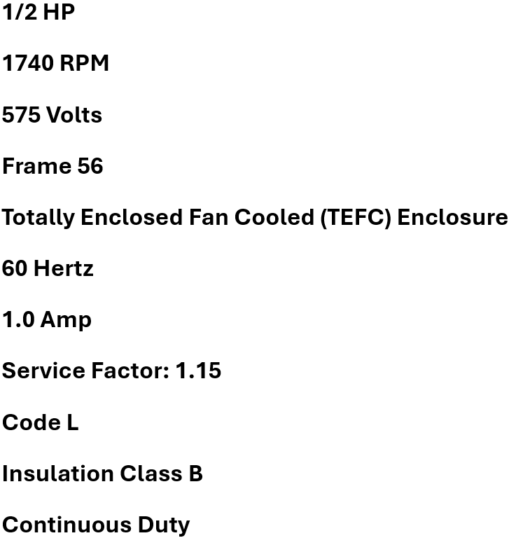 3TL56, LT020440, Eberle, 1/2Hp, 1740 Rpm, 575 Volts, Frame: 56, Tefc,