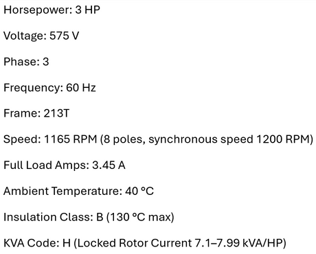 LS132, 195958, 3 Hp, 1165 Rpm, 575 Volts, Frame: 213T, Tefc, - Electrical Motors - E-Motor Nations - electric motors - [product_tags]- motor electric - moteur électrique - moteurs - drive - replacement - venmar - hvac - méchoui - capacitor - condensateur - fan