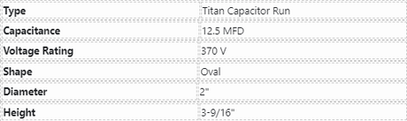PACKARD, TITAN, POC 12.5, RUN CAPACITOR, 12.5 MFD 370 VAC, OVAL, TOC 12.5 - ACCESSORIES MOTORS & PARTS - E-Motor Nations - electric motors - [product_tags]- motor electric - moteur électrique - moteurs - drive - replacement - venmar - hvac - méchoui - capacitor - condensateur - fan