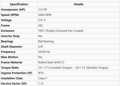 MPR-132CH, Maxmotion, 1/3 Hp, 3600 RPM, 600V, Fr:56C, TEFC, REMOVABLE BASE,