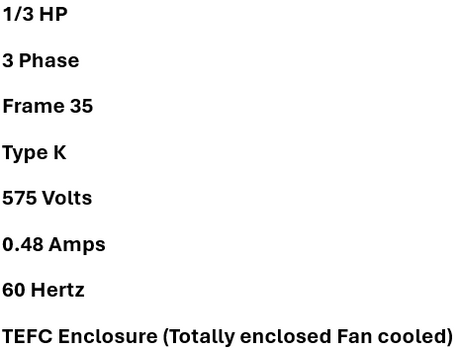 3J133FA5, CGE Canada, 1/3Hp, 3450 Rpm, 575 Volts, Frame: 35 Tefc, - Electrical Motors - E-Motor Nations - electric motors - [product_tags]- motor electric - moteur électrique - moteurs - drive - replacement - venmar - hvac - méchoui - capacitor - condensateur - fan