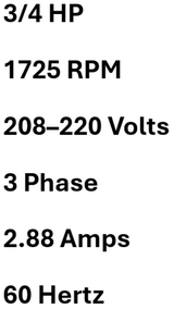 7208A, Armstrong, 3/4Hp, 1725 Rpm, 208-220 Volts, Frame: 48, Odp,