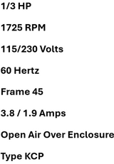 4J332B7, 266A9316, CGE, 1/3Hp, 1725 Rpm, 115-230 Volts, Frame:45, Oao,