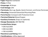 DP-3P40A24, Rotom, Magnetic Contactor, 3 Poles, 40 Amps, 24V Box lung,