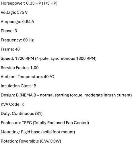468426, Leroy Somer, 1/3Hp, 1720 Rpm, 575 Volts, Frame: 48, Tefc,