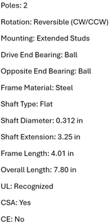 D405, 71620938, Fasco, 1/10Hp, 3200 Rpm, 115 Volts, Enclosure: Oao,