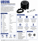 UB596, 6 W, 1550 RPM, 230 V, 1 Ph, TEAO, Unit Bearing