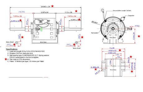 2362ASX,1/10Hp,1075 Rpm,115 Volts, Fr:42, Century 93V1, US Motor 1182,Open,