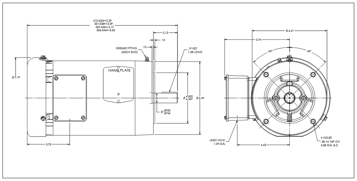 VEM3550T, 1.5 HP, 3500 RPM, 208‑230/460 V, 3‑Phase, 60 Hz, TEFC, Frame 143TC, 35AA003M760G1 - Electrical Motors - BALDOR - electric motors - [product_tags]- motor electric - moteur électrique - moteurs - drive - replacement - venmar - hvac - méchoui - capacitor - condensateur - fan