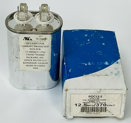 PACKARD, TITAN, POC 12.5, RUN CAPACITOR, 12.5 MFD 370 VAC, OVAL, TOC 12.5 - ACCESSORIES MOTORS & PARTS - E-Motor Nations - electric motors - [product_tags]- motor electric - moteur électrique - moteurs - drive - replacement - venmar - hvac - méchoui - capacitor - condensateur - fan