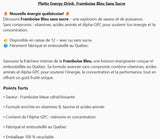Platto Energy Drink, Blue Raspberry, Framboise Bleu, 12X473ML, Sans Sucre,Sugar Free,