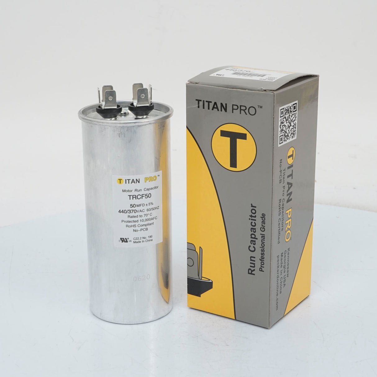 TRCF50, Titan, Capacitor Run, 50 UF, 440/370 VAC, Round, 