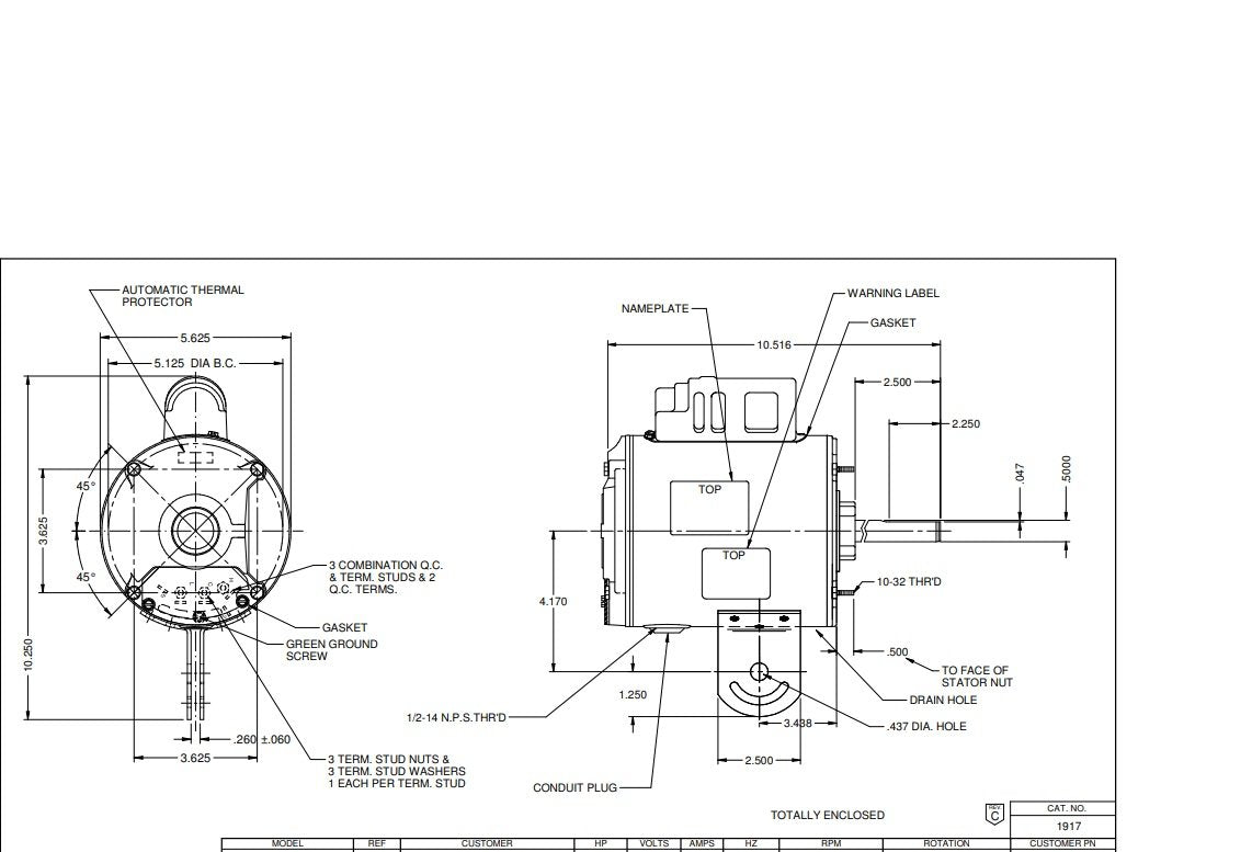 1931, Nidec, 1/4 Hp, 1100/2Spd Rpm, 115V, Fr:48, K055FAC8807021B,TEAO,
