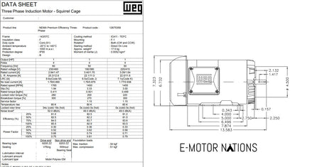 CT000404NPW01, Weg, 1 Hp, 208-230/460V, Fr: 143/5TC, TEfc, W01, 3Ph,