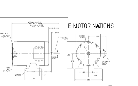 1341.4-56W, Baldor, 34H768W938G2, 1 Hp,1425//1725 Rpm,230/460V,Fr 56, -  - BALDOR - electric motors - [product_tags]- motor electric - moteur électrique - moteurs - drive - replacement - venmar - hvac - méchoui - capacitor - condensateur - fan