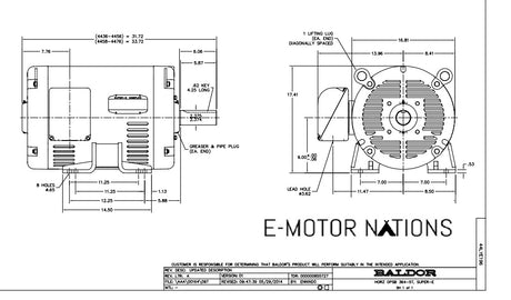 EM2551T-5, Baldor, 75 Hp, 1775 Rpm, 575V, Fr:365T, Odp, 44E196W317,