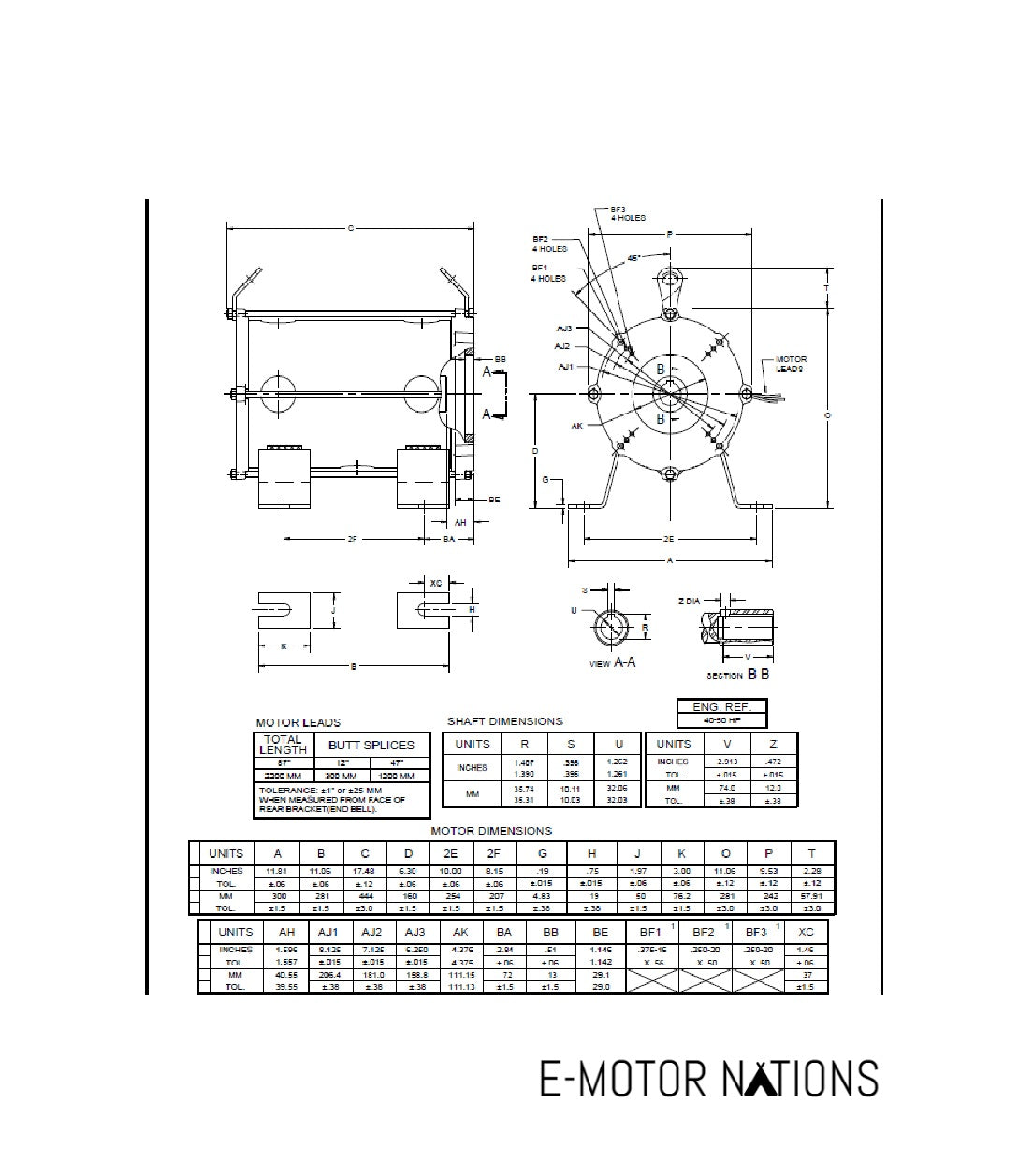 EZ50S1GZ,Us Motors,50 Hp,3475 Rpm,575V,Fr:160ZBS,Elevator Submersible,