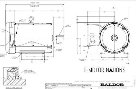 FDL3533TM, Baldor, 7.5 Hp, 1730 Rpm, 230V,37N371T879G1, Fr:213T, TEFC,