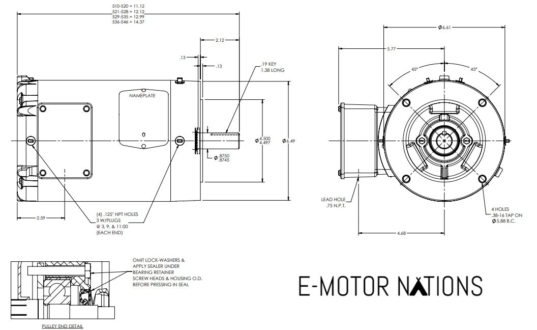 VEWDM3546T,Baldor,1 Hp,1745 Rpm,230/460V,Fr:143TC, 35SS606P560G1,Tenv,